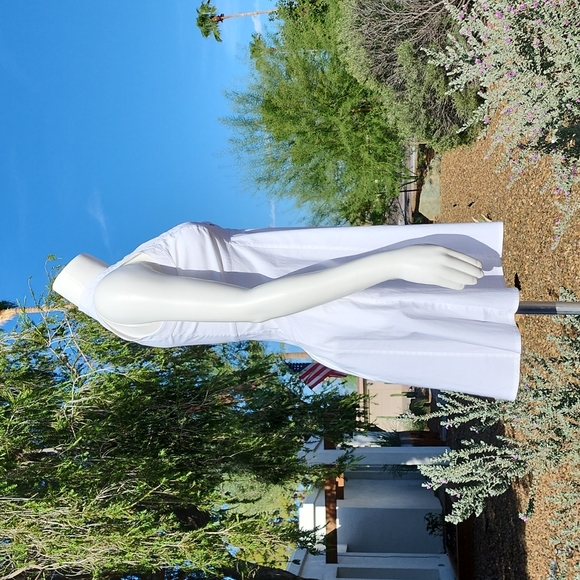 TED BAKER Raii Sleeveless Shirtdress 1 XS 4 White Cotton Dress Pleated Bib - Picture 5 of 15